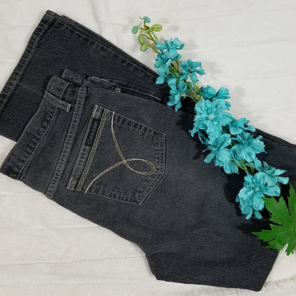 Calvine Klein Flare Dark Gray Jeans Size 10